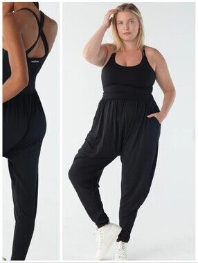 IMBODHI Jumpsuit Jumper Black Yoga Lounge Dance Plus 2X Gardencore Maternity